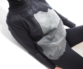 " Mecnun " wool / leather mix cowl sweater