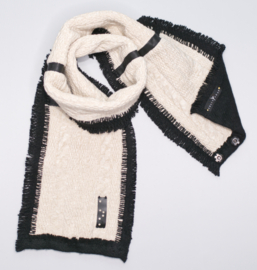 "Abelard" redesign cotton / wool  scarf with leather details