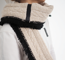 "Abelard" redesign cotton / wool  scarf with leather details