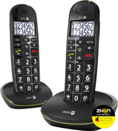 Doro PhoneEasy 110 draadloze duo telefoonset met sprekende cijfertoetsen - wit/zwart -  met grote toetsen