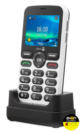 Doro Mobiele telefoon 5860 4G met sprekende toetsen - grijs/wit - senioren telefoon met alarmknop