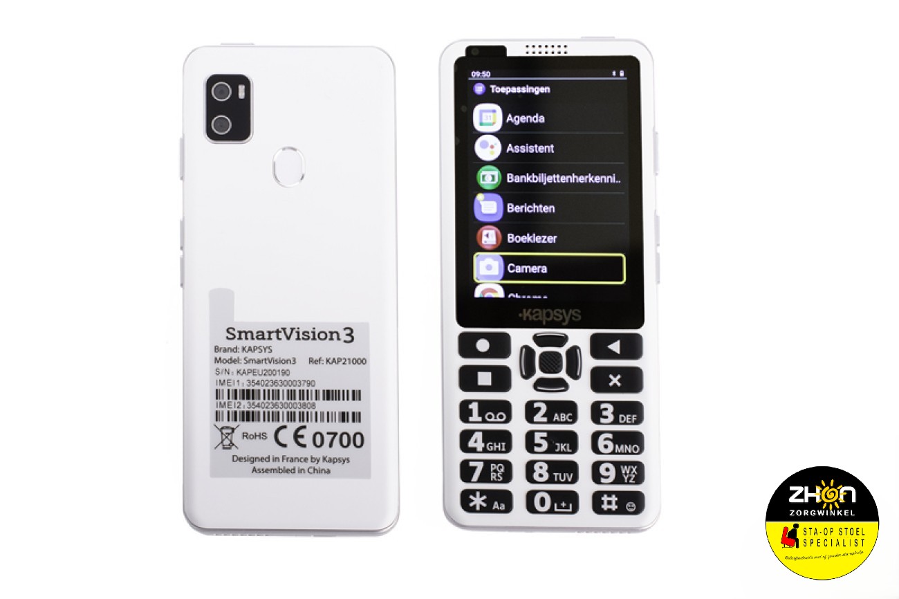 Smartvision3 Initium Smartphone - wit- senioren telefoon met alarmknop