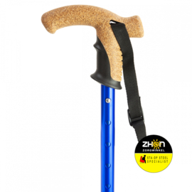 Flexyfoot wandelstok met kurken handvat - zwart/blauw