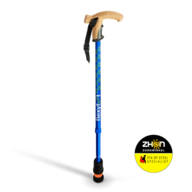 Flexyfoot wandelstok met kurken handvat - zwart/blauw