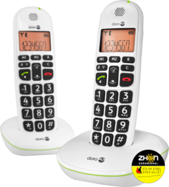 Doro PhoneEasy 100w draadloze duo telefoonset - wit/zwart -  met grote toetsen