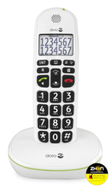 Doro PhoneEasy 110 draadloze duo telefoonset met sprekende cijfertoetsen - wit/zwart -  met grote toetsen