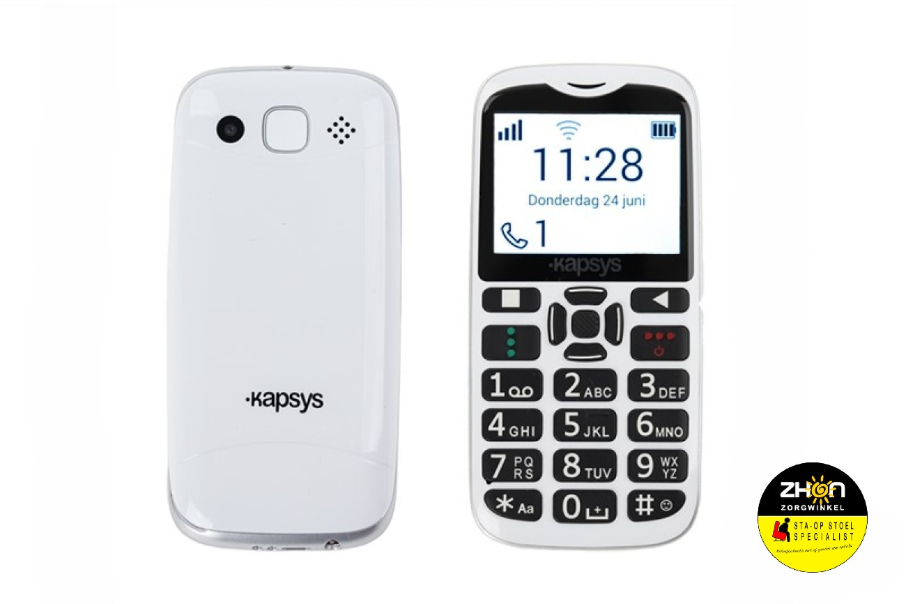 Minivision2+ Nederlands Sprekende Telefoon - wit- senioren telefoon met alarmknop