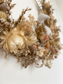 Dried floral wreath bird naturel 2