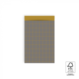 HOP Cadeauzakjes Grid Dark Grey - Retro Yellow - 12 x 19 cm