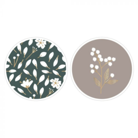 HOP Stickers - Duo - Flowers - Petrol Grey