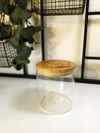 Glazen pot met bamboe deksel - hoog