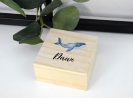 Vierkant houten doosje met deksel - full color bedrukking - per 10 stuks
