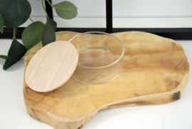 Glazen potje met houten deksel - gegraveerd - per 10 stuks