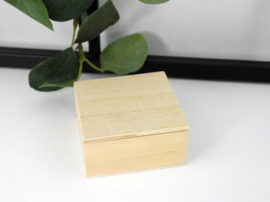 Vierkant houten doosje met deksel - blanco - per 10 stuks