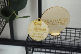 Houten medaille - gegraveerd - per 10 stuks