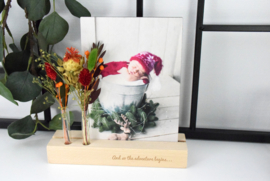 Fotohouder LARGE met houten fotokaart en droogbloemen