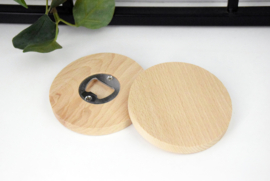 Houten flesopener rond - gegraveerd - per stuk