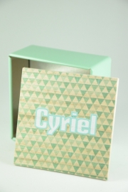 Vierkant blikje met houten deksel - full color bedrukking - per 10 stuks