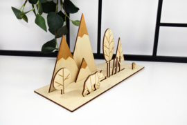 Houten naambord met landschap