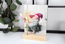 Fotohouder MEDIUM met houten fotokaart en droogbloemen