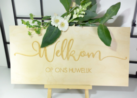 Welkomsbord in hout