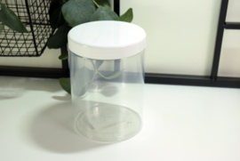 Plastic pot met wit deksel