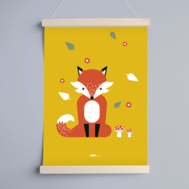 Poster kinderkamer vos - oker geel