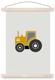 Poster kinderkamer tractor oker okergeel