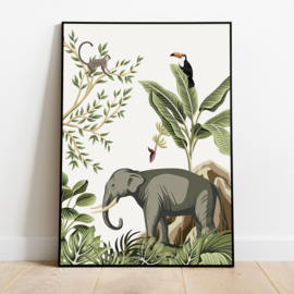 Poster jungle kinderkamer babykamer - olifant