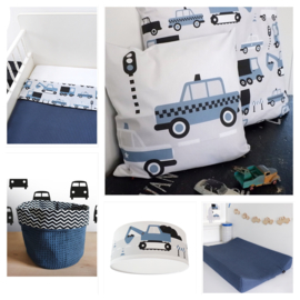Babykamer aankleding en decoratie set - Voertuigen jeansblauw (met lamp)