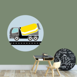 Behangcirkel kinderkamer - cementwagen geel