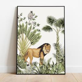 Poster jungle kinderkamer babykamer - leeuw