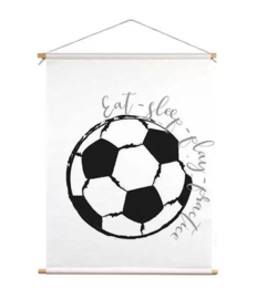 Textiel poster voor voetbalkamer - zwart wit