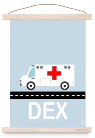 Poster ambulance auto met naam