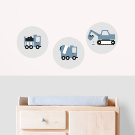 Kinderkamer aankleding en decoratie set - voertuigen jeansblauw (met lamp)