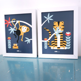 Kinderkamer aankleding en decoratie set - Jungle donkerblauw (met lamp)