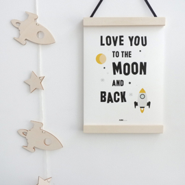 Poster kinderkamer - Love you to the moon - A4 formaat