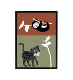 Poster jungle kamer - luiaard en panter
