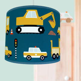 Kinderkamer lamp auto voertuigen - on the road donkerblauw