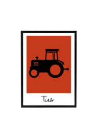 Poster kinderkamer tractor met naam (diverse kleuren)