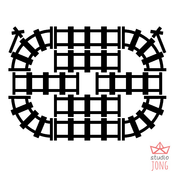 Sticker treinbaan rails zwart