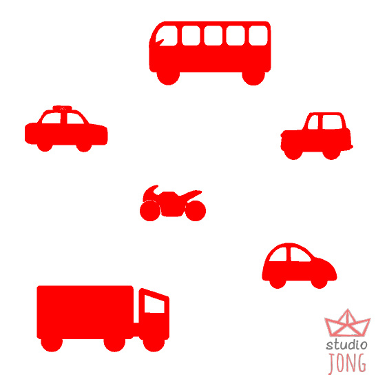 Autobaan sticker uitbreidingsset voertuigen rood