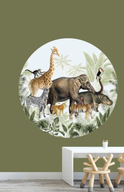 Behangcirkel dieren parade - jungle kamer