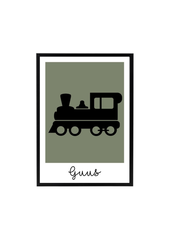 Poster kinderkamer trein met naam (diverse kleuren)