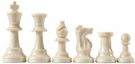 White plastic chess pieces, King 95 mm