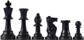 Black plastic chess pieces, King 95 mm