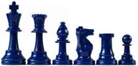 Blauwe plastic schaakstukken