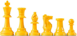 Yellow plastic chess pieces