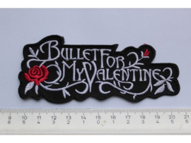 BULLET FOR MY VALENTINE - WHITE NAME LOGO + RED ROSE