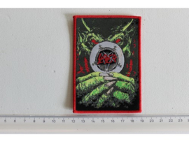 SLAYER - ROOT OF ALL EVIL ( RED BORDER ) WOVEN, DIFFERENT!